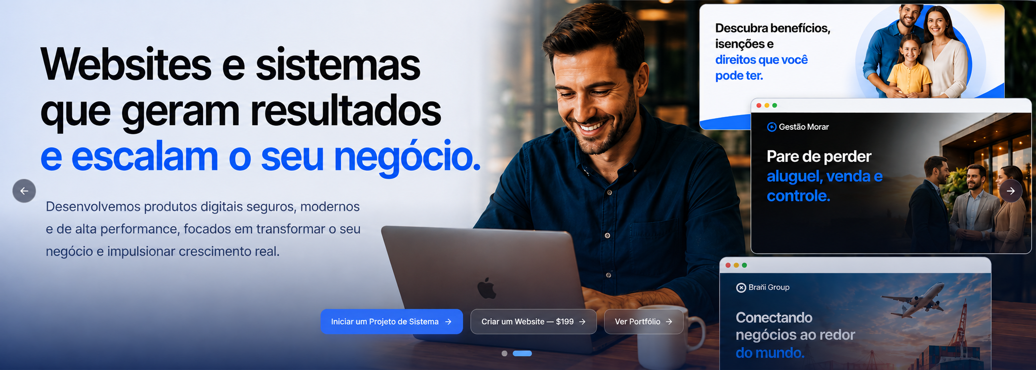 Serviços de websites e sistemas da Brahi Group para clientes do Brasil