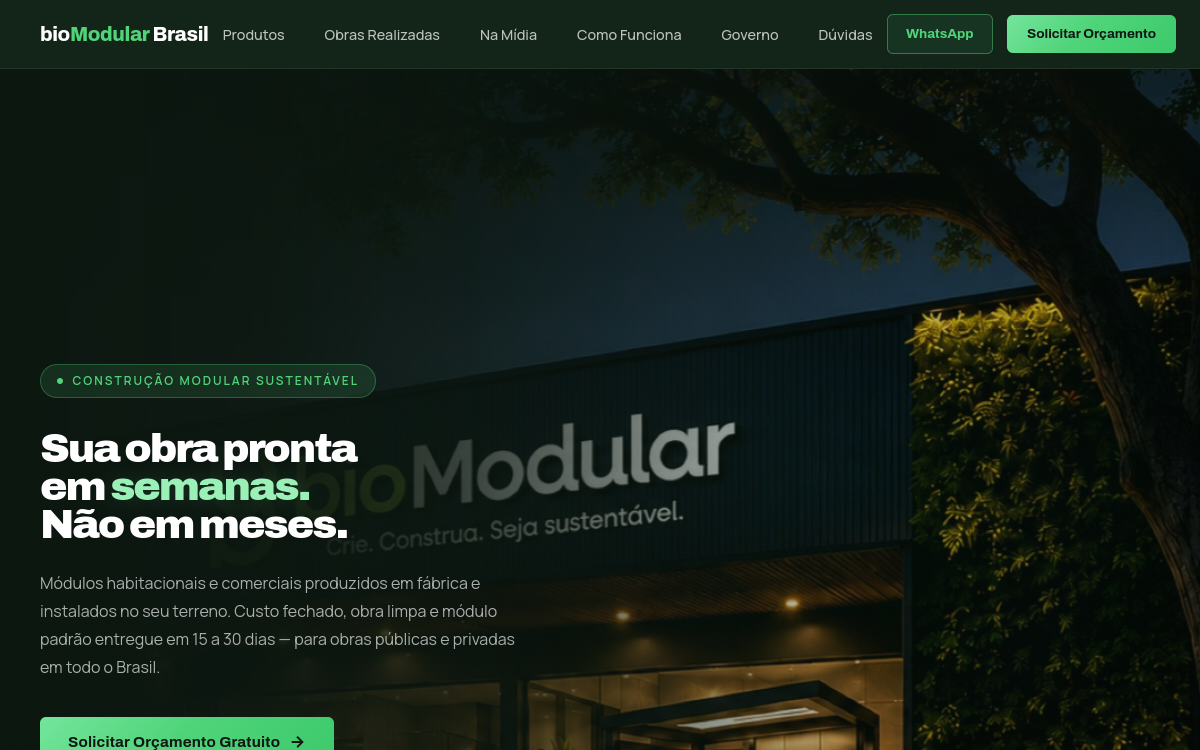 Bio Modular homepage preview