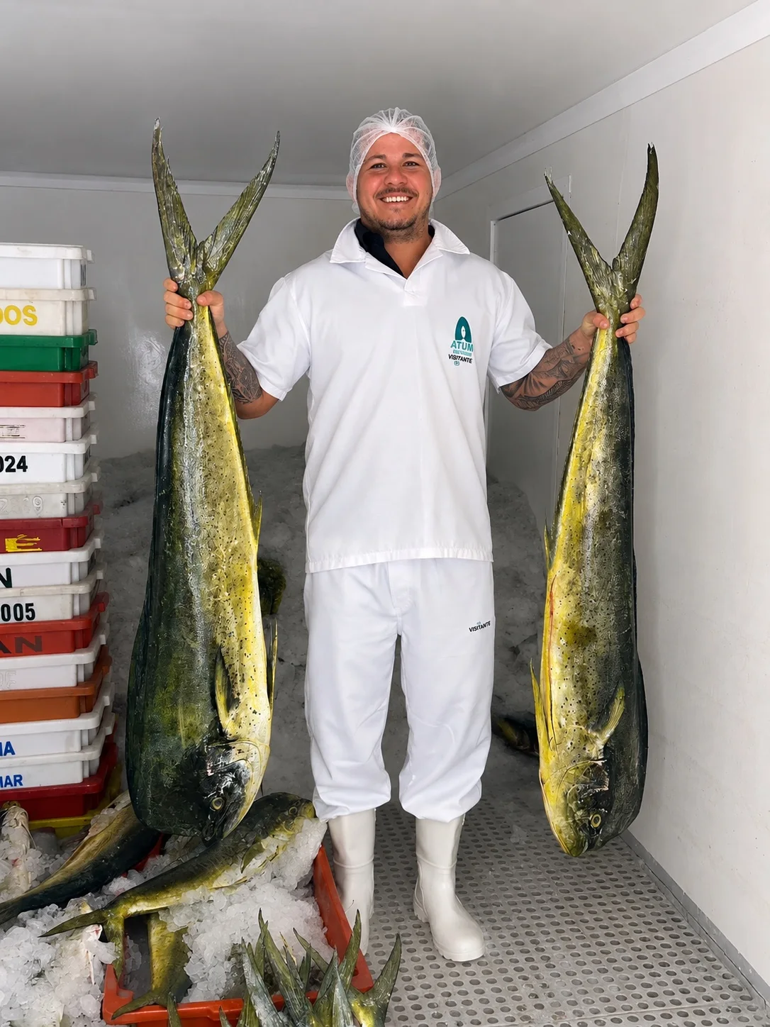 Selected fresh Mahi Mahi at the processing facility