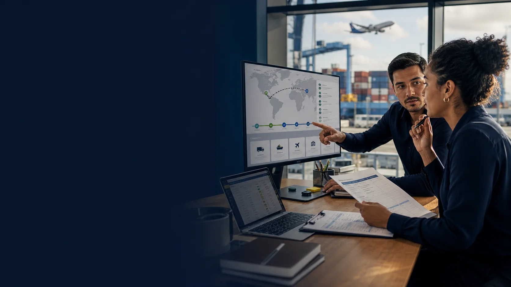 Import and export operations team tracking a shipment with Brahi Ops software