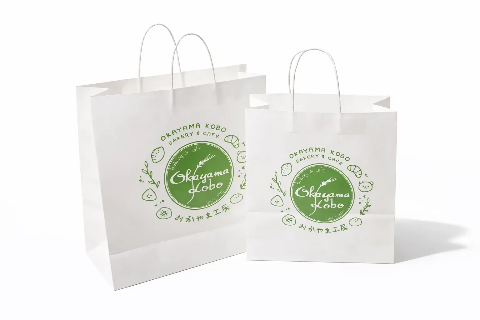 Kraft paper bags in assorted sizes and handle configurations