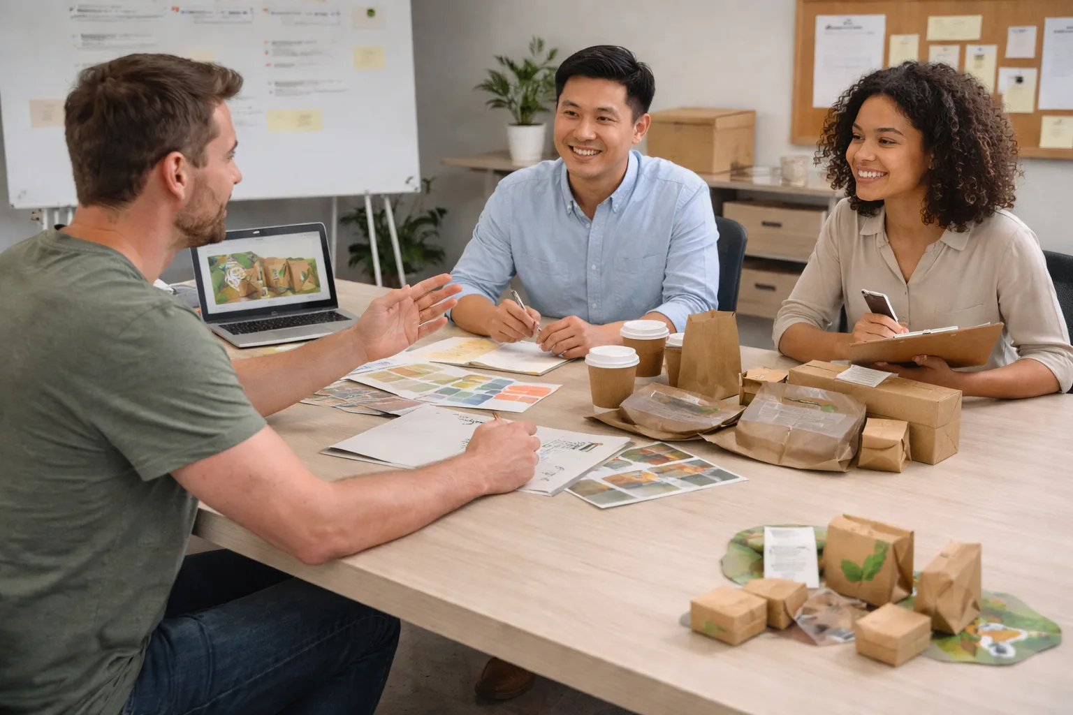 Brahi Group team reviewing a custom packaging quote request
