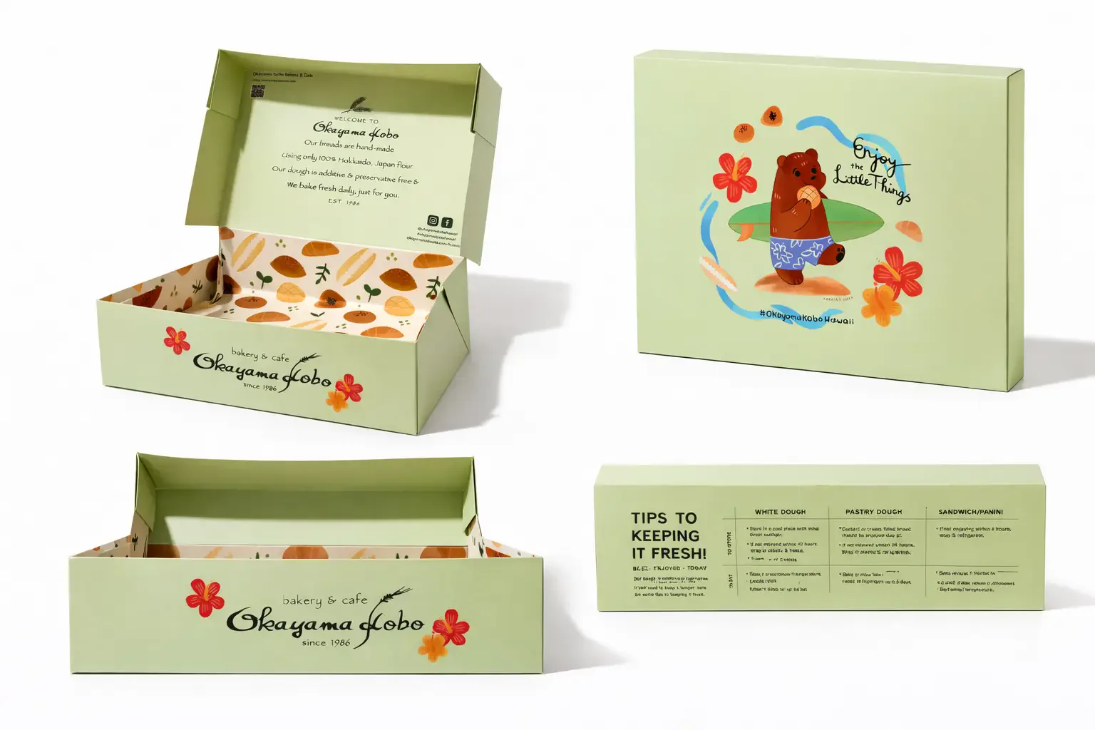 Foldable paper bakery boxes for pastries, cakes and desserts